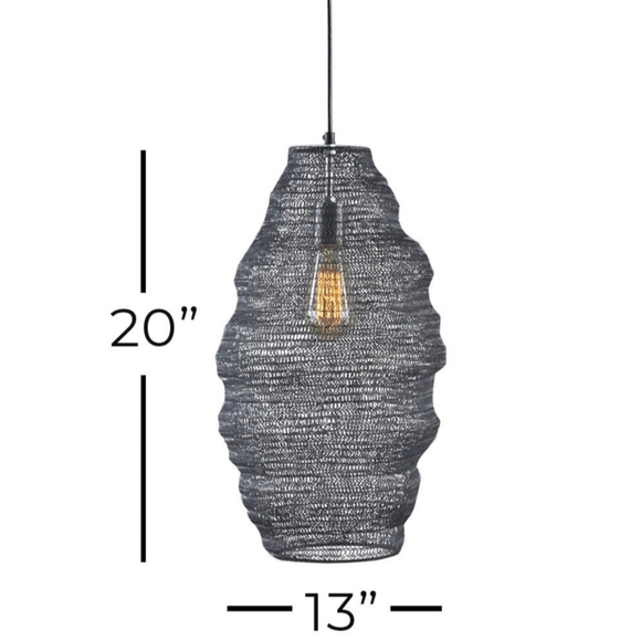 DecMode Industrial One Bulb Metal Beehive Lantern Pendant - Picture 2 of 7